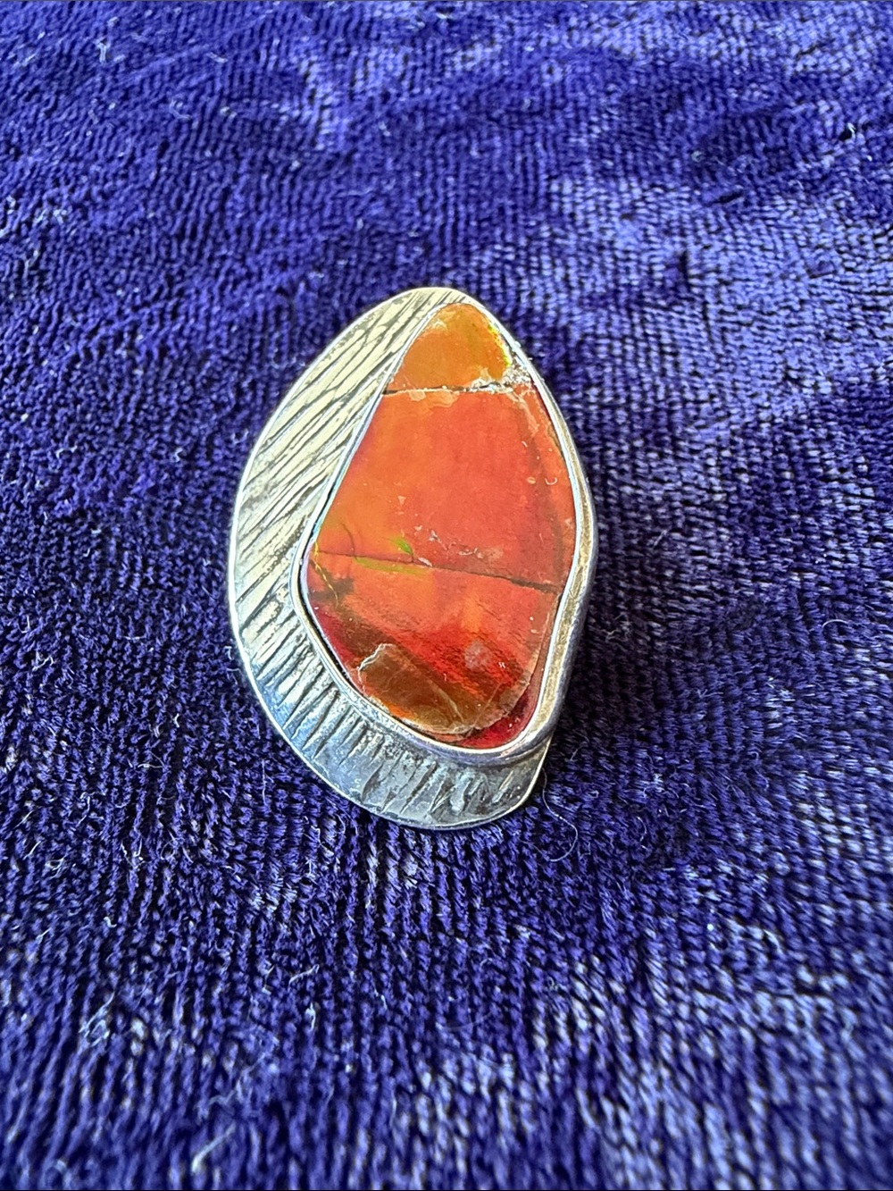 Vintage 950 sterling silver ammonite ammolite pendant